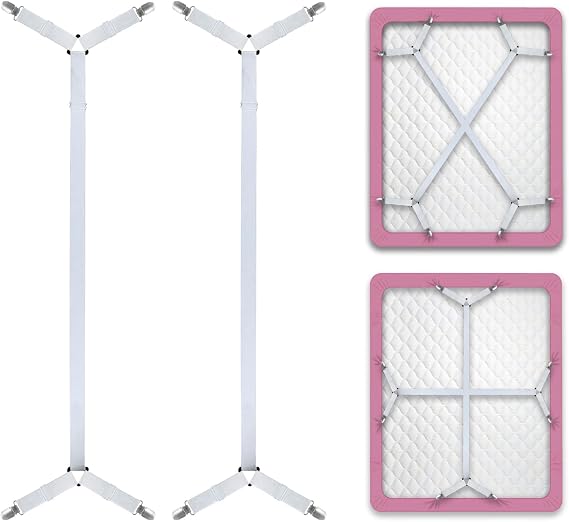 Pack of 2 Bed Sheet Straps, Fitted Sheet Holders for Corners