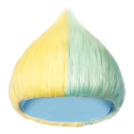 Geyoga 1 Pcs Funny Wig Crazy Hair for Halloween Party Green Yellow