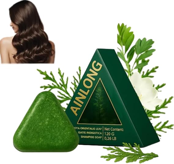 Nature Triangle Shampoo Bar, Green Shampoo Bar, Usman Grass 𝐒hampoo 𝐁ar, Gentle Cleansing & Nourishing Care for All Hair Types (1PCS)