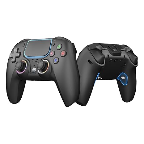 Wireless PS5 Controller Hall Effect Anti-Drift Joystick Gaming Gamepad with Programmable Back Paddles Macro Turbo Dual Vibration 6-Axis Gyro Bluetooth 5.0 RGB 3.5mm Audio Jack for PS5 Slim Pro PC, Black