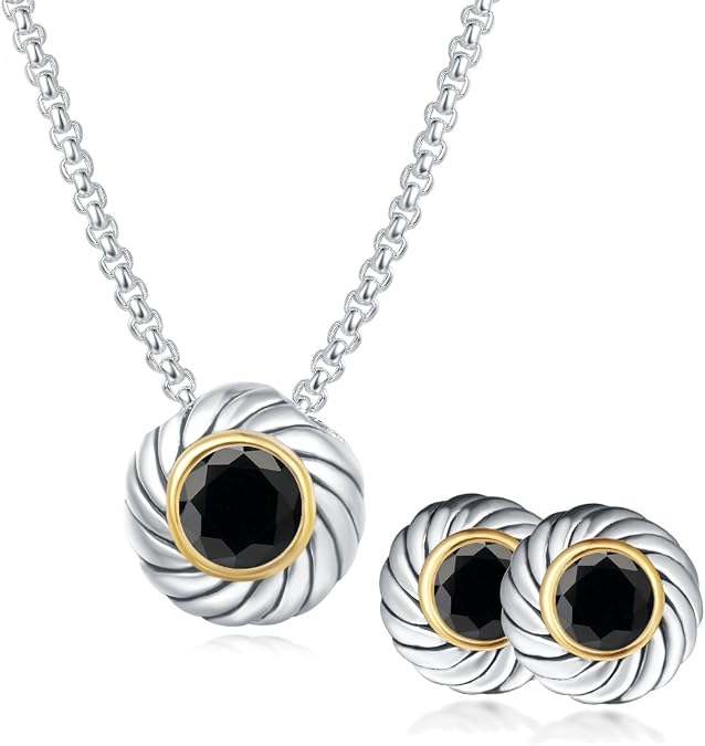 UNY Unique Fahsion Jewelry Sets Designer Inspired CZ Inlaid 2 Tone Womens Valentine's