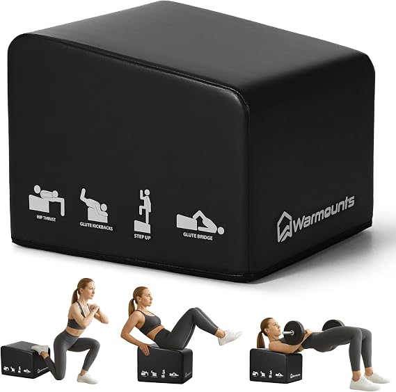 WARMOUNTS Hip Thrust Bench, Multi-Functional Hip Thrust Machine for Strength Training, Glute Bridge Box with Handle, Non-Slip Pad and Smooth Rim Design, for Home and Gym, 700LB Load Capacity