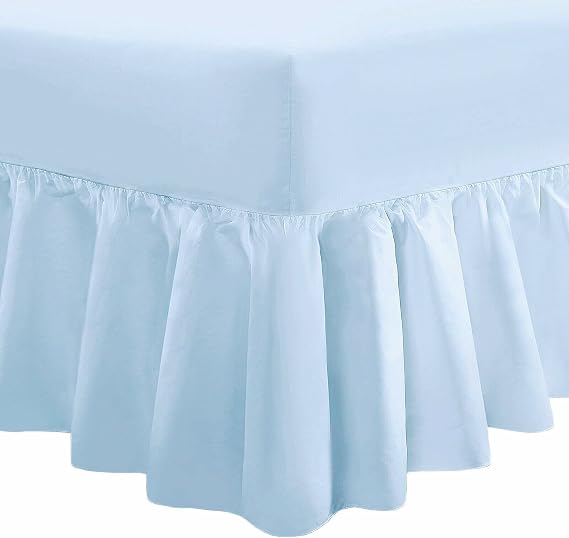Deep Fitted Valance Sheet Polycotton Top Notch Quality Easy Care Soft & Durable Fitted Sheet with 36cm Deep Frill Single/Double/King/Super King (Duck Egg, King)