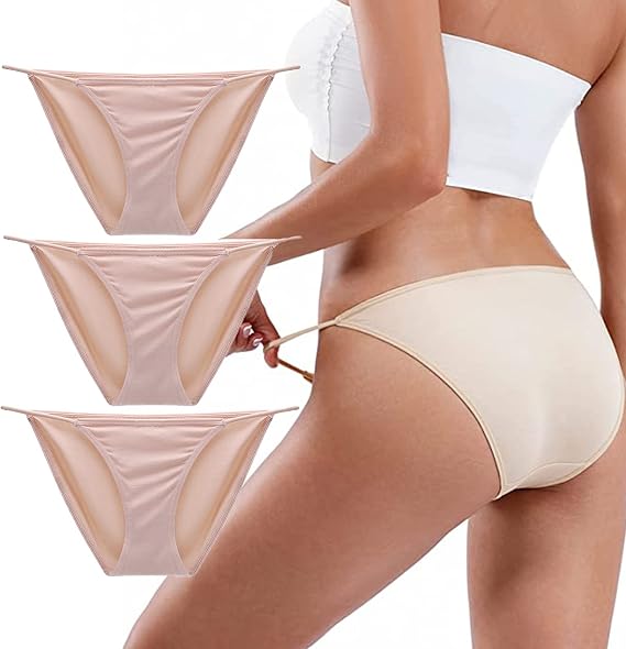 Buankoxy Women's Low-Rise String Bikini Panty Stretch Hipster Briefs 3 Pack