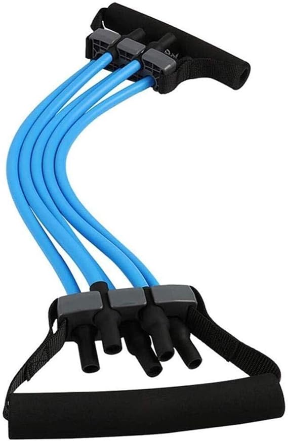 Fitness Chest Expander Bullworker - Detachable 5 Natural Latex Tubes Pull Rope Home Office Multifunction Build Muscle Fitness Equipment