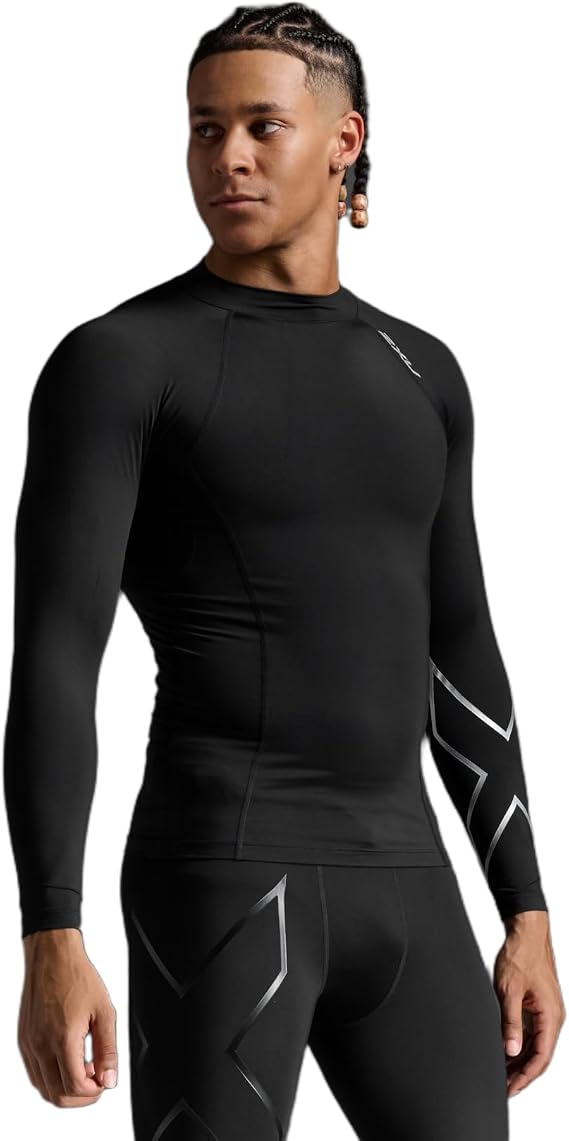 2XU Mens Ignition Comp Long Sleeve Large Black/Silver