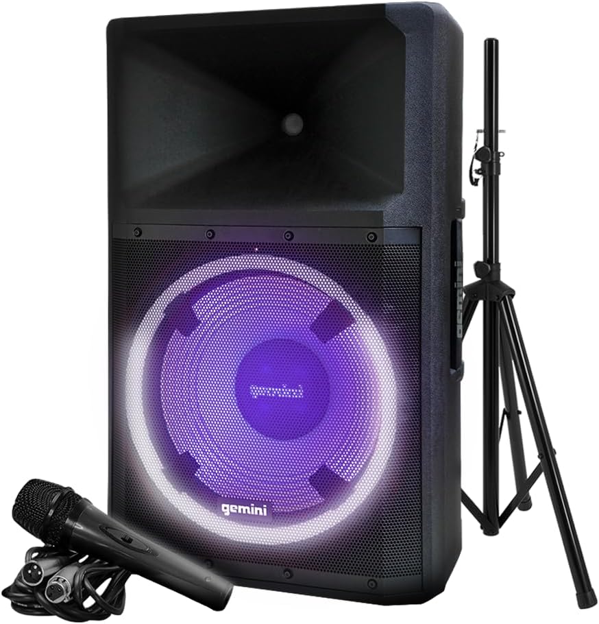 Gemini Sound Gsp-L2200Pk High Power Bluetooth Speaker With Party Lights, Microphone And Speaker Stand