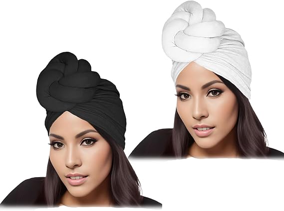 Women Turbans and Head Wraps, Women African Turban Flower Knot Pre-Tied Bonnet Beanie Cap Headwrap