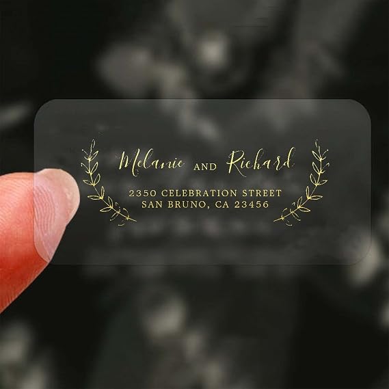 Customize Your Mailing Labels - Rectangular Transparent Stickers Elegant Wedding Names Botanical