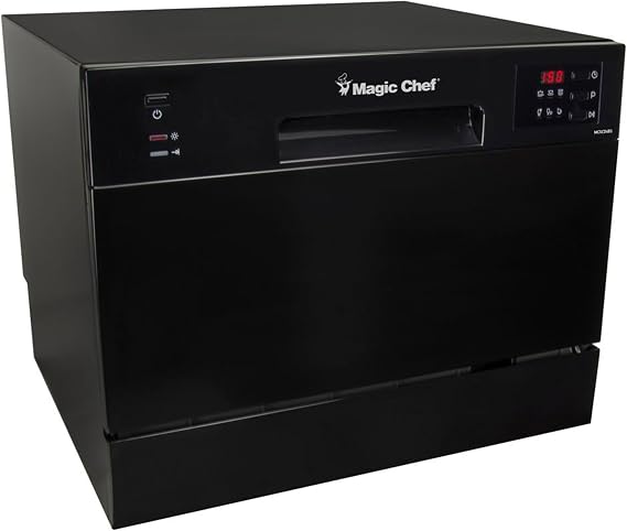 Black Electronic Countertop 120-volt Dishwasher with 6-Cycles, 6 Place Settings Capacity