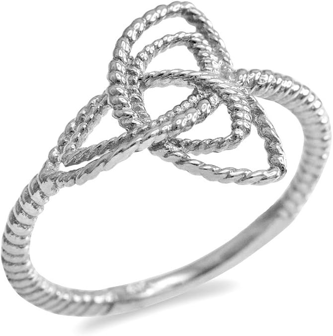 Dainty 925 Sterling Silver Twisted Style Rope Band Trinity Knot Ring (Size 5.5)