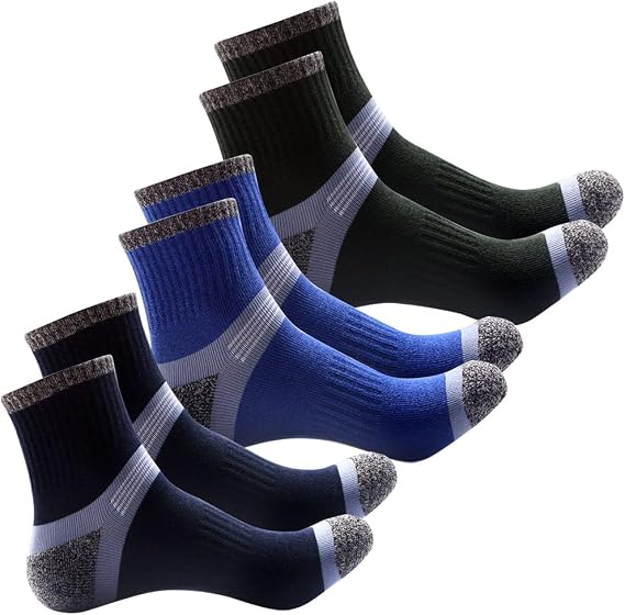 Spencer 6 Pairs Men's Athletic Running Socks Performance Cushion Cotton Athletic Crew Socks for Men Size 9-12