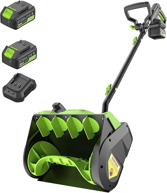 20V Cordless Electric Snow Shovel, 13-Inch, 4.0Ah Battery & Charger