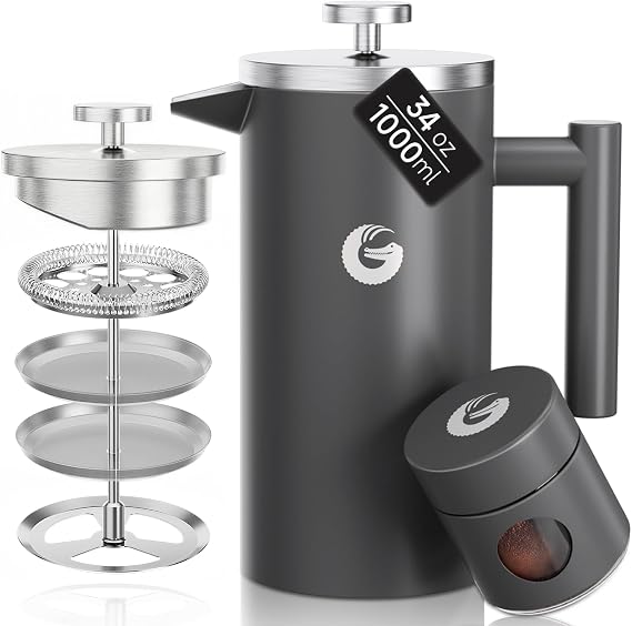 Coffee Gator Cafetiere French Press 1 Liter (4-8 Cups),