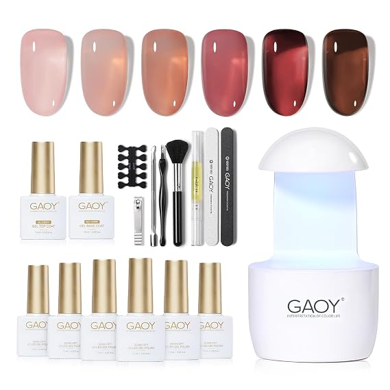 GAOY Gel Nail Polish Kit with UV Light, 6 Colors