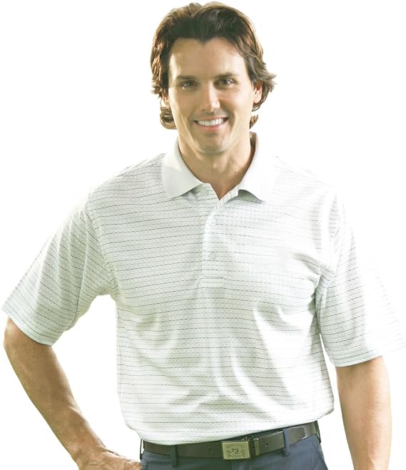 Monterey Club Men's Pima Cotton Jacquard Polo Shirt #1272