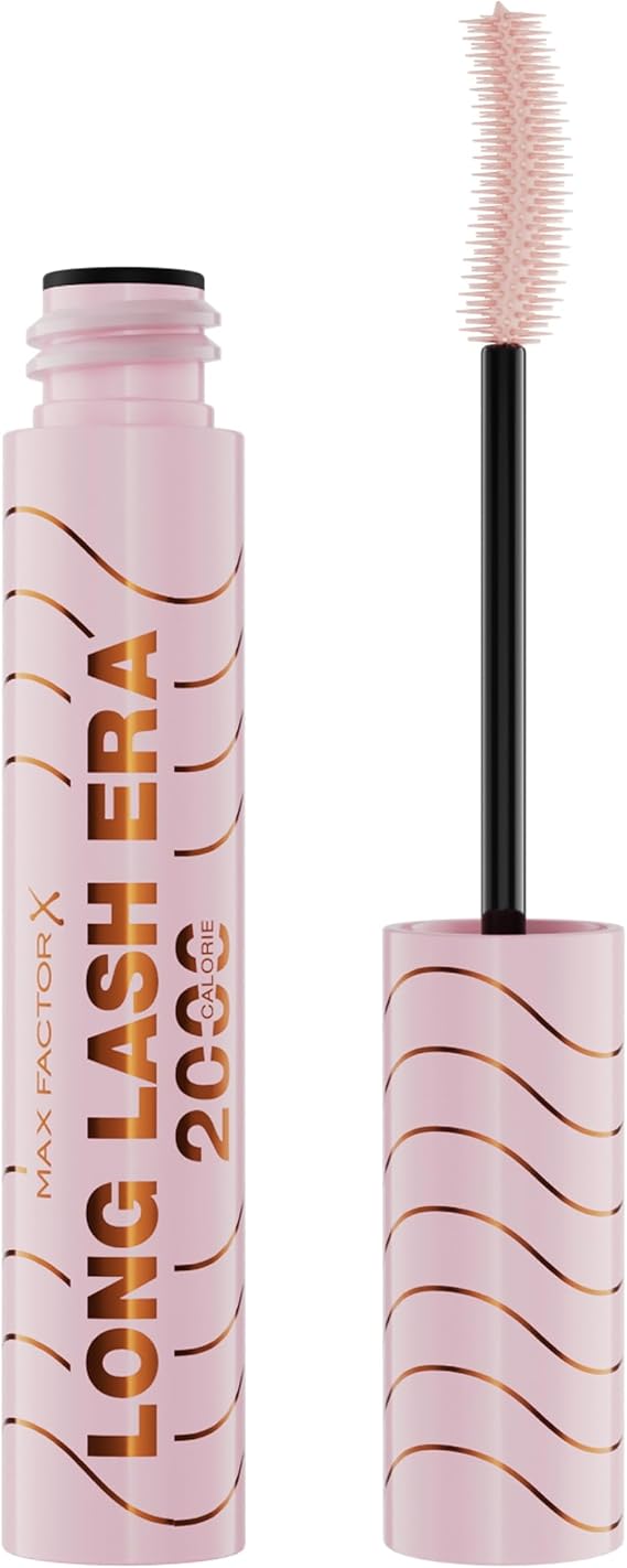 Max Factor 2000 Calorie Long Lash Era, 001 Black, Lengthening Tubing Mascara, Bold Volume, Visibly Longer Lashes, Curved Brush Design, All-Day Wear, Clump-Free, Smudge-Proof, 7.8ml