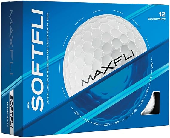 Maxfli SoftFli ゴルフボール – 12個パック グロスホワイト | ソフトな感触の低圧縮ゴルフボール 飛距離とコントロール用 | 耐久性のあるアイオノマーカバー | 初心者やレクリエーションゴルファーに最適