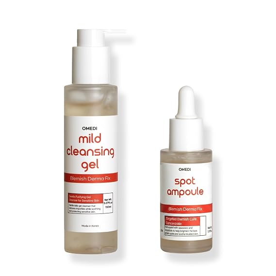 Blemish Derma Fix Clear & Calm Duo - Mild Cleansing Gel (5.07 fl oz) & Spot Ampoule (1.01 fl oz) 2-Piece K-Beauty Skincare Set with Centella Asiatica, Tea Tree & Zinc PCA Purifying & Soothing
