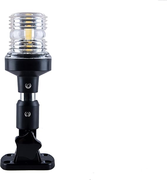 White LED Fold Down Boat Stern Light Boat Anchor Light for Pontoon (6 Inch)