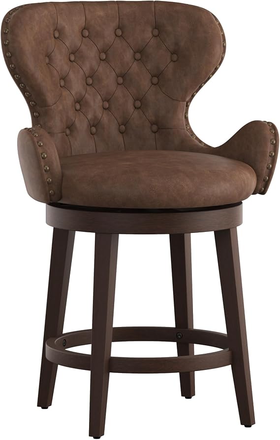 Hillsdale 41" Mid City Smoke Chocolate Upholstered Wood Swivel Barstool