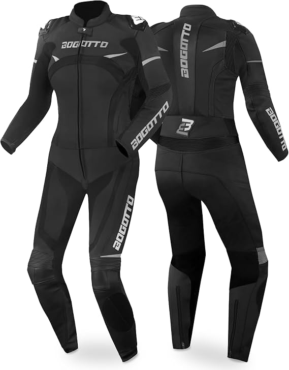 Bogotto Misano 2-Piece Women's Motorcycle Leather Suit Black/Grey 44
