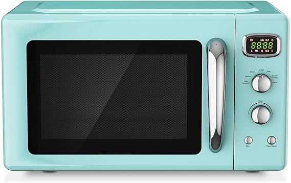 SIMOE Retro Microwave Oven 0.9 Cu.ft, 900W, 5 Micro Power, Mint Green