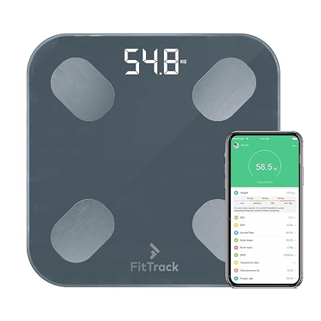 Digital Body Weight Bathroom Scale FitTrack Dara - FDA Approved Body Fat Scale - BMI Digital Smart Scale & Body Composition Analyzer Monitor - Most Accurate Bluetooth Glass Weighing Scale (Black)