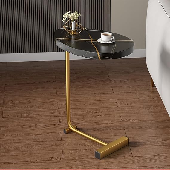 C Side Table, Small Side Table, Modern Side Table, End Table with C-Shaped Metal Legs for Living Room, Table Nightstand for Bedroom, Sofa Tray Table for Couch Arm, for Living Room, Bedroom, Office