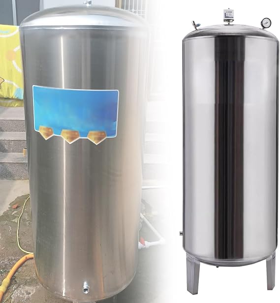 15 26 42 52 66 80Gal Well Pressure Tank - Vertical Stainless Steel Water Pressure Tanks for Tap Water Pressurization - Floor Standing Vertical Water Storage Containers for Well Pumps/ Water System(61x