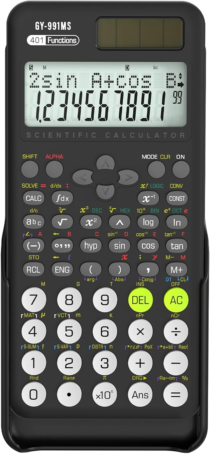 NEWYES Function Calculator 401 Functions and Features, Differential and Integral Calculations, Statistical Calculations, Natural Math Display, 2-Line Display, Slide-Cover Hard Cover, Function
