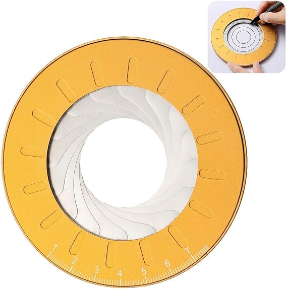Circle Drawing Maker, Adjustable Rotary Circle Template Measuring Drawing Ruler, Aluminum Alloy Stainless Steel Circle Drawing Tool, Circle Stencil Maker Geometric Tool for Drafting