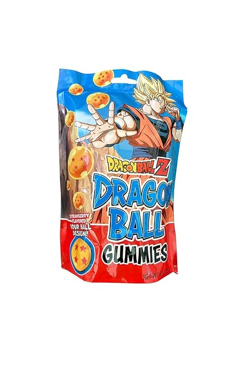 Dragonball DBZ Dragon Ball Gummies Four Ball Design Strawberry Flavored Gummy Candy with 2 Collectible Stickers