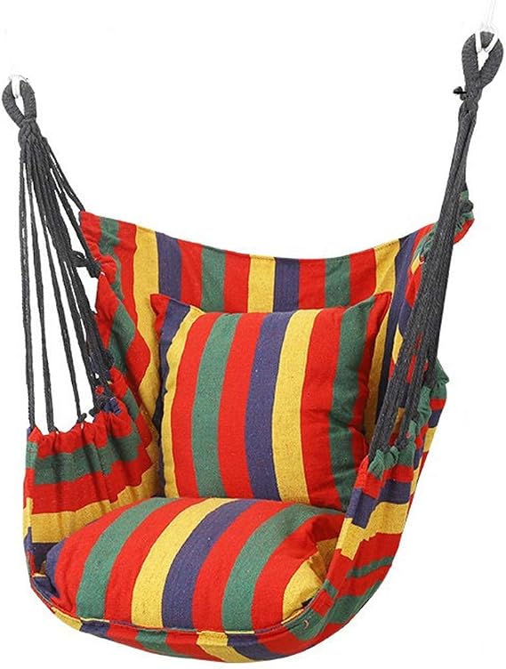 Swings Hammock Swing Chair with Pillow Hanging Chair Indoor and Outdoor Hammock Seat Chair Thickening Lazy Cradle Chair Swing (7 Colors) Swing Outside Toys (Color : E)