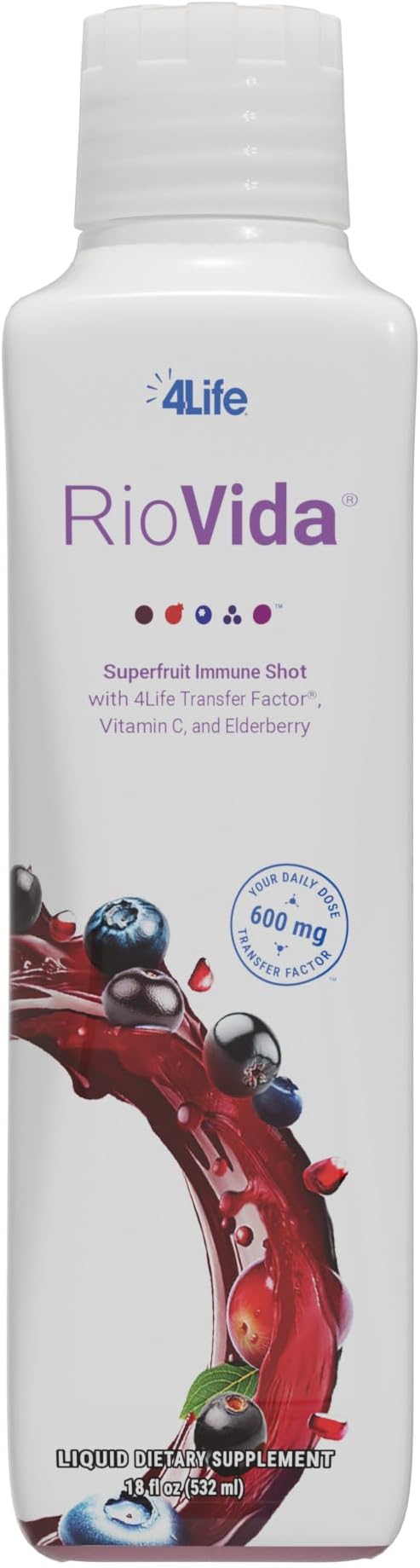 4Life Transfer Factor RioVida Superfruit Immune Shot, 30 Servings | Acai, Pomegranate, Blueberry, Elderberry, Aronia, Maqui, Vitamin C, Superfruit juice blend, Cellular and immune support