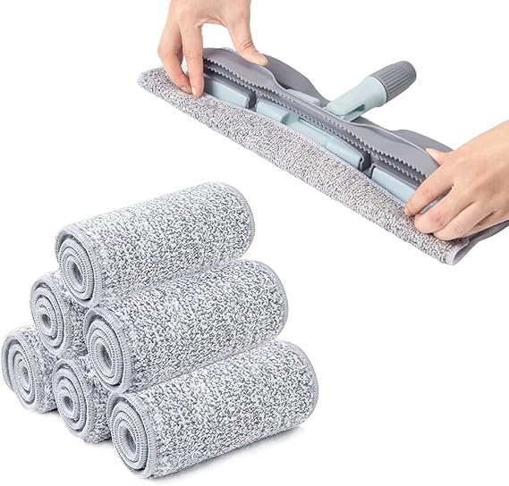 15 Inch Reusable Floor Mop Refill Pads 6 Pack Microfiber Mop Head | Heavy Duty Reusable Floor Mop Refill Pads for Most Floors Machine Washable Dry Wet Cleaning