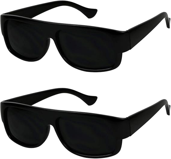 ShadyVEU Rectangular Dark Lens Sunglasses UV Protection Spring Hinge Classic Eazy E Old School Flat Top