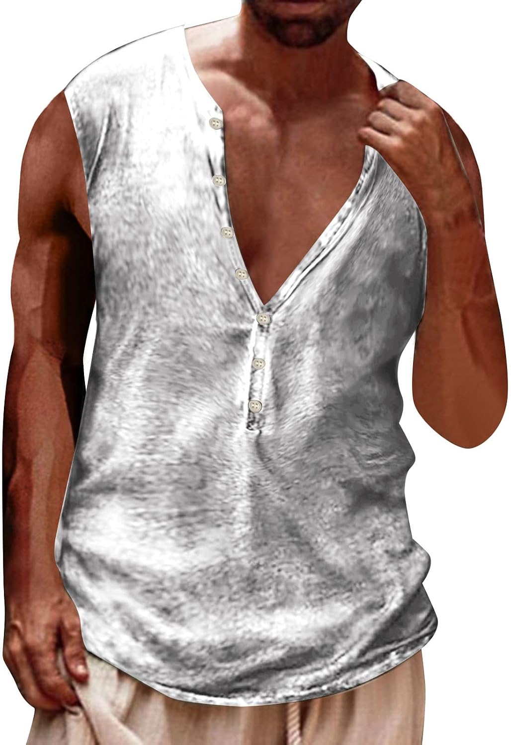 Stoota Men Shirt Graphic Tees Mens Summer Fashion Casual Buckle 3D Digital Printing Sleeveless T Shirt Vest