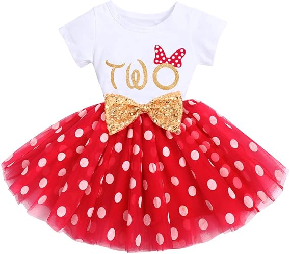 IBTOM CASTLE Baby Girls 1st 2nd Birthday Outfit Tutu Princess Dress for Cake Smash