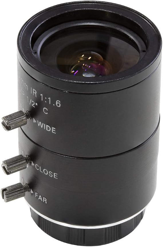 Arducam 4-12mm Varifocal C-Mount Lens for Raspberry Pi HQ Camera, with C-CS Adapter, Industrial Telephoto Lens