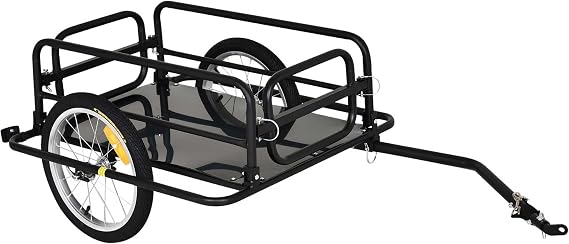 Aosom Bike Trailer Foldable Bicycle Trailer16 Inch Pneumatic Tire Black