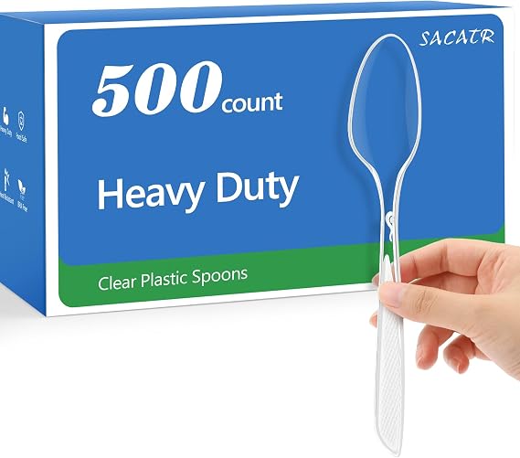 SACATR 500 Count Heavy Duty Clear Plastic Spoons