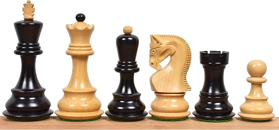 Russian Zagreb Chess Pieces, 3.9 Inch King Height, Ebony Wood & Boxwood