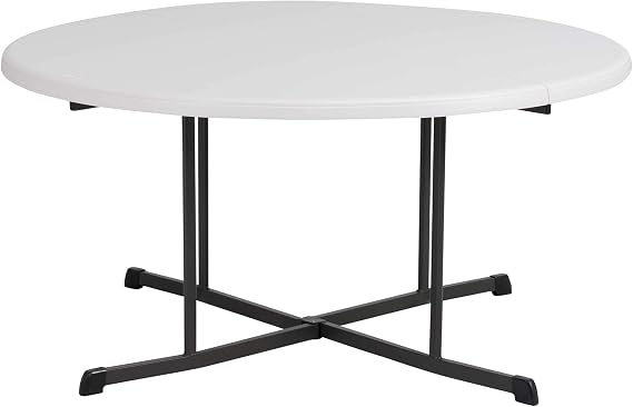 LIFETIME 80806 Commercial Round Fold-in-Half Table, 60-Inch, Almond