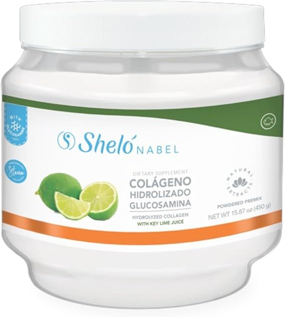 Shelo Nabel Hydrolyzed Collagen with Glucosamine and Key Lime Juice, Dietary Supplement, 15.87 oz (450g)