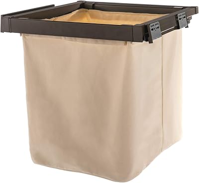 NewAge Products Home Cabinet 24 in. Pull-Out Laundry Hamper Basket, Steel Alloy Frame with Durable Canvas Bag, Beige, 80642