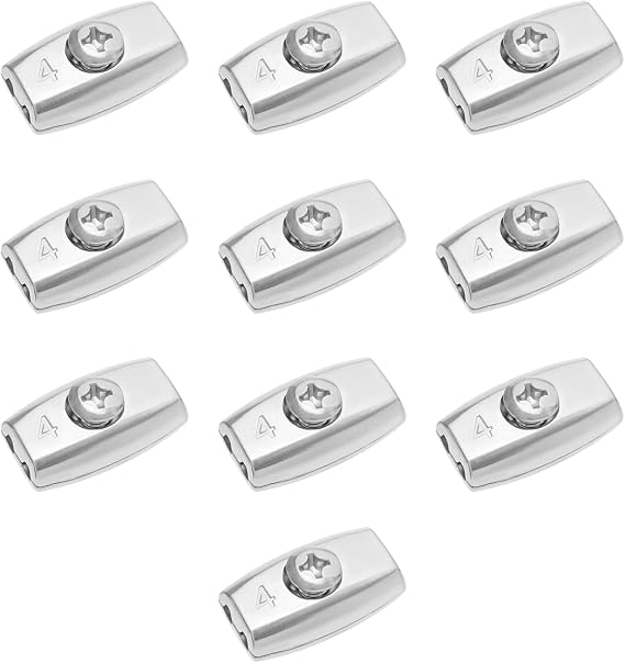 10pcs Wire Rope Clips Galvanised Steel Egg Shape Cable Clamp Suitable for Diameter 4mm Steel Cable Rope Double Hole 32.5mmx19.5mm, BI467-AW