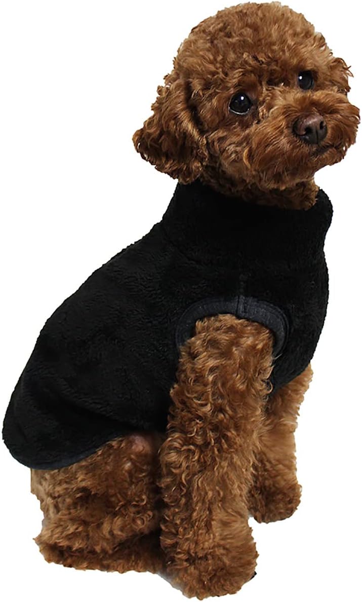 Pet Dogs Super Soft Warm Fleece Zip Up Unisex Vest Sweater for Small Dogs Pets Cats, Black, Medium