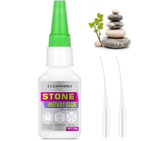 Stone Glue for Pebble Art and Crafts, Fast Drying Clear Adhesive, Strong Waterproof Bond for Rock, Marble, Granite, Artificial Stone, Tile, DIY Decor and Handmade Projects
