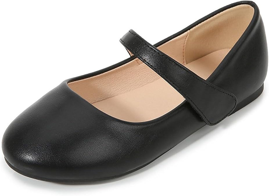 Girls Closed Toe Mary Jane Flat Big Kids School Uniform Dress Low Heel Princess Hook And Loop Dress Shoes